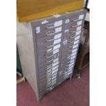 Retro double bank of 30 metal drawers