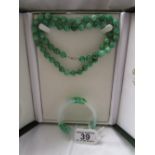 Jade hand knotted necklace & jade bangle