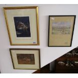 3 small hunting prints