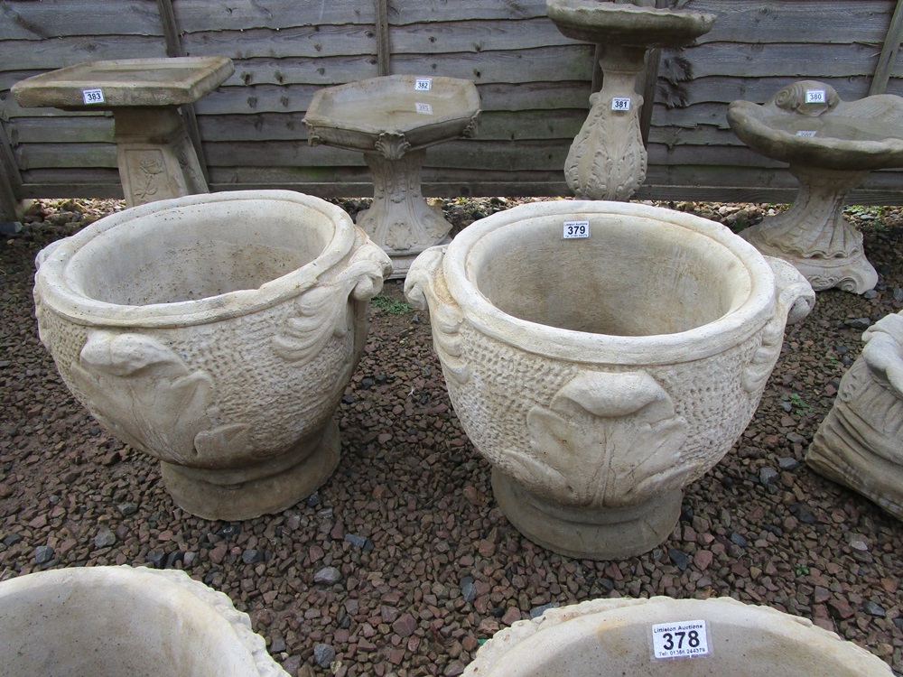 Pair of large stone circular planters