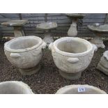 Pair of large stone circular planters