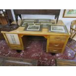 Retro oak desk with metal drawer insert