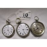 3 small silver fob watches