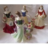 Set of 4 Royal Worcester lady figures