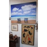 Large seaside canvas, abstract block print & L/E signed print Stratford upon Avon, the Garrick Inn