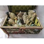 Collection of old dolls etc in case