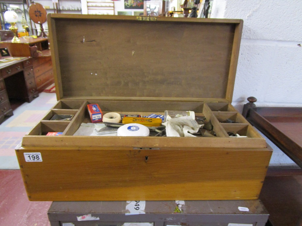 Fitted box with brass handles and contents