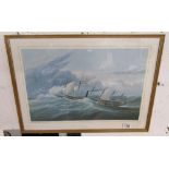 Print - Brunel's steam ship Great Britain passing Lundy island