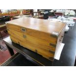 Fine 19C brass bound camphor wood chest