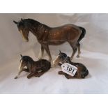 Beswick horse & 2 foals