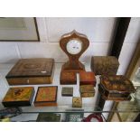 Elkington Art Nouveau mantle clock & various wooden boxes