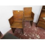 Pair of unusual ash armchairs