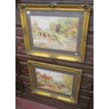 Pair of gilt framed watercolours by H W Pearson 1921