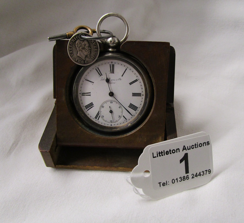 Victorian silver fob watch in travelling case