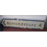 Old metal road sign