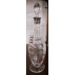 Antique glass vinaigrette with silver top