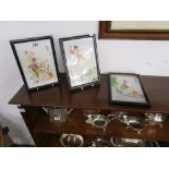 3 Japanese framed tiles