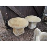 Pair of reproduction staddle stones with tops