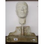 Mounted chalk bust on wooden base