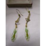 Pair of etched glass Isadora Duncan earrings