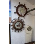 2 wall clocks & Grandmother clock