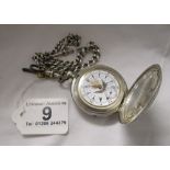 Victorian silver fob watch & Albert chain