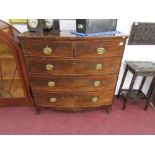 Early Victorian mahogany bow fronted chest of 2 over 3 drawers