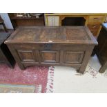 Early oak panelled coffer