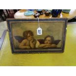 Wooden cherub plaque - info verso