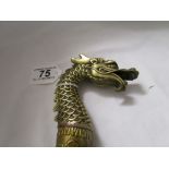 Oriental brass dragon head walking stick