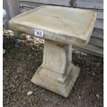 Square stone flower bird bath