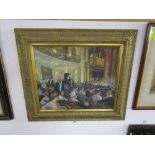 Oil on canvas in gilt frame - Theatre audience