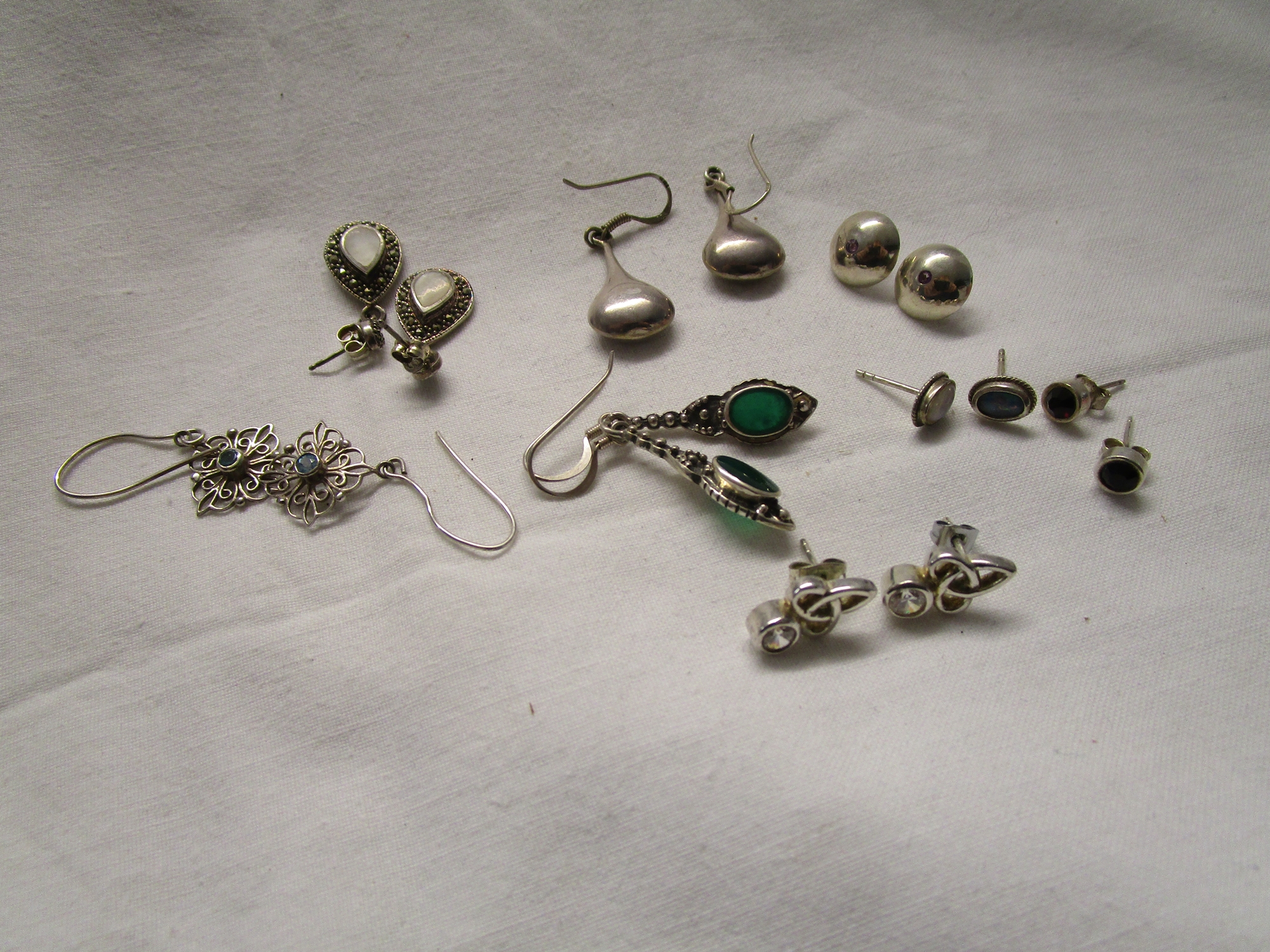 Collection of silver earrings