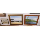 2 watercolours & oil on canvas - Coastal scenes