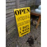 Metal A frame 'Antiques Open' sign