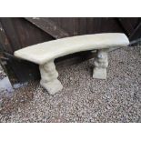 Stone squirrel pedestal bench