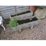 Pair of oblong stone planters with bases