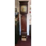 Oak cased and brass faced 8 day Grandfather clock A/F
