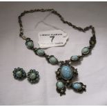 Silver and stone set necklace & matching earrings