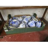 Box of blue & white china etc
