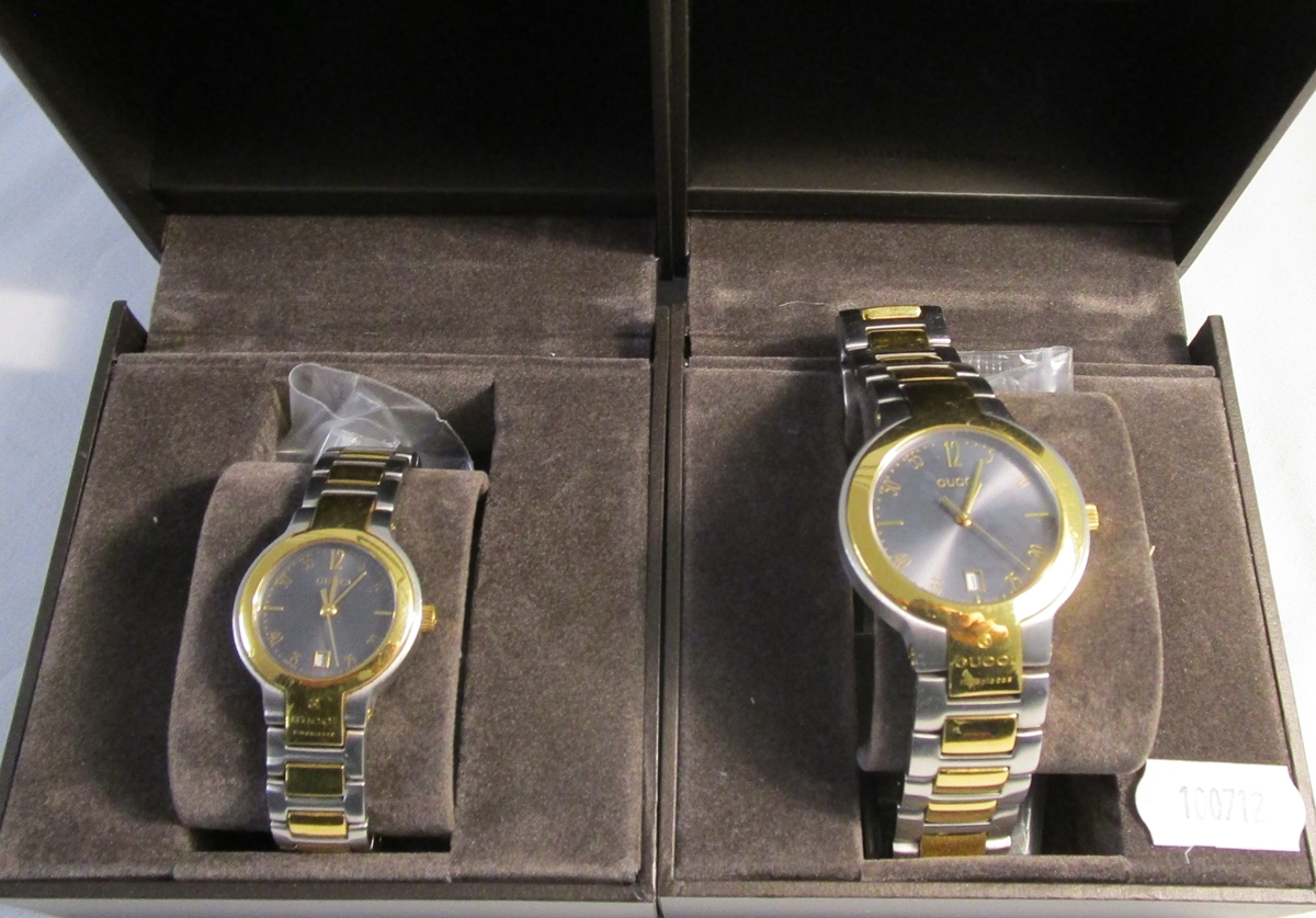 Ladies and gents Gucci watches, hardly used in original boxes