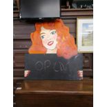 Retro lady themed chalk board