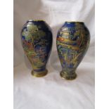 Pair of Carltonware chinoiserie vases
