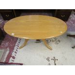 Large Ercol blonde Elm pedestal coffee table