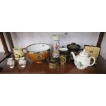 Shelf of collectables to include Limoges & Royal Worcester