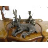 3 bronzed Hare studies by Frith