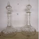 Pair of tear drop decanters