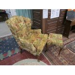 Good quality Victorian armchair with matching stool