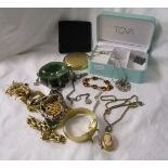 Costume jewellery, box etc