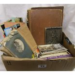 2 boxes of old postcards etc